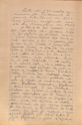 Ata da 59ª Sessão Ordinária do Tribunal Regional Eleitoral de Minas Gerais, realizada em 22/11/1945