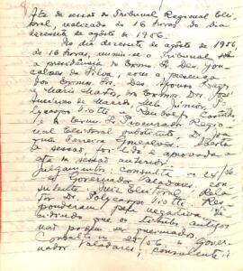 Ata da 2ª Sessão Ordinária do Tribunal Regional Eleitoral de Minas Gerais, realizada em 17/08/1956