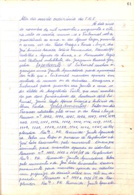 Ata da Sessão Ordinária do Tribunal Regional Eleitoral de Minas Gerais, realizada em 05/11/1958