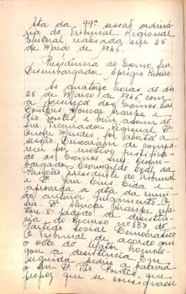 Ata da 99ª Sessão Ordinária do Tribunal Regional Eleitoral de Minas Gerais