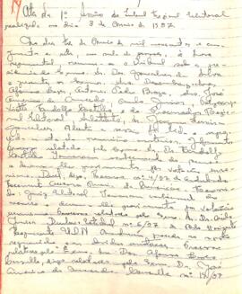 Ata da 1ª Sessão do Tribunal Regional Eleitoral de Minas Gerais, realizada em 03/05/1957