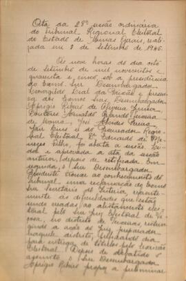 Ata da 28ª Sessão Ordinária do Tribunal Regional Eleitoral de Minas Gerais, realizada em 08/09/1945