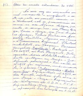 Ata da  Sessão Ordinária do Tribunal Regional Eleitoral de Minas Gerais, realizada em 10/12/1958