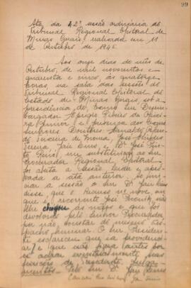 Ata da 42ª Sessão Ordinária do Tribunal Regional Eleitoral de Minas Gerais, realizada em 11/10/1945