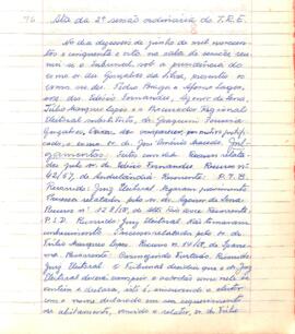 Ata da 2° Sessão Ordinária do Tribunal Regional Eleitoral de Minas Gerais, realizada em 16/06/1958