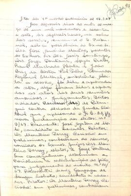 Ata da 1ª Sessão Ordinária do Tribunal Regional Eleitoral de Minas Gerais, realizada em 16/03/1967
