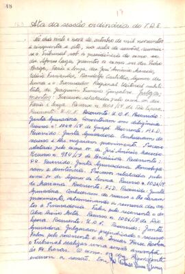 Ata da Sessão Ordinária do Tribunal Regional Eleitoral de Minas Gerais, realizada em 29/10/1958