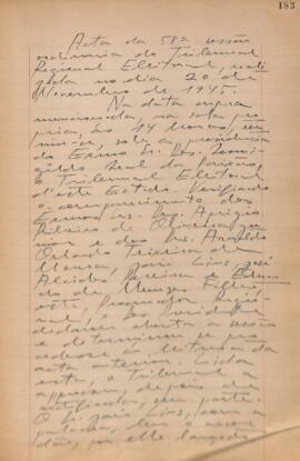 Ata da 58ª Sessão Ordinária do Tribunal Regional Eleitoral de Minas Gerais, realizada em 20/11/1945