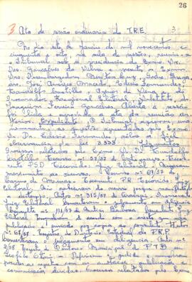 Ata da Sessão Ordinária do Tribunal Regional Eleitoral de Minas Gerais, realizada em 07/01/1958
