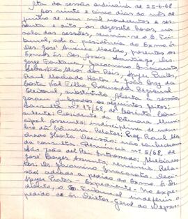 Ata da Sessão Ordinária do Tribunal Regional Eleitoral de Minas Gerais, realizada em 25/06/1968