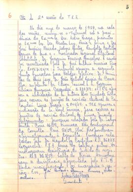 Ata da 2ª Sessão Ordinária do Tribunal Regional Eleitoral de Minas Gerais, realizada em 11/03/1959