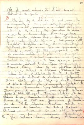 Ata da 1ª Sessão Ordinária do Tribunal Regional Eleitoral de Minas Gerais, realizada em 10/09/1956