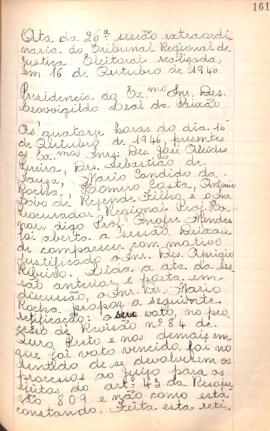 Ata da 26ª Sessão Extraordinária do Tribunal Regional Eleitoral de Minas Gerais