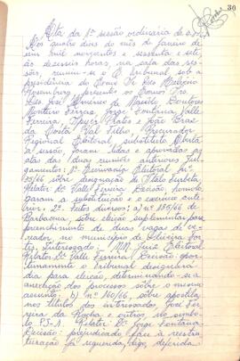 Ata da 1ª Sessão Ordinária do Tribunal Regional Eleitoral de Minas Gerais, realizada em 04/01/1967