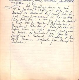 Termo da Sessão do Tribunal Regional Eleitoral de Minas Gerais, realizada em 15/07/1946, do Tribu...