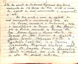 Ata da Sessão Ordinária do Tribunal Regional Eleitoral de Minas Gerais, realizada em 29/08/1956