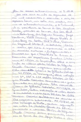Ata da Sessão Extraordinária do Tribunal Regional Eleitoral de Minas Gerais, realizada em 07/12/1966