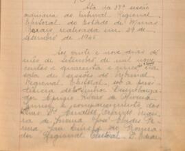 Ata da 37ª Sessão Ordinária do Tribunal Regional Eleitoral de Minas Gerais, realizada em 29/09/1945