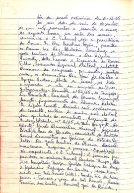 Ata da Sessão Ordinária do Tribunal Regional Eleitoral de Minas Gerais, realizada em 06/12/1965