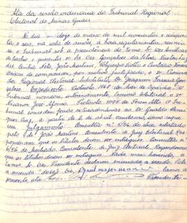Ata da Sessão da Ata do Tribunal Regional Eleitoral de Minas Gerais, realizada em 12/03/1956