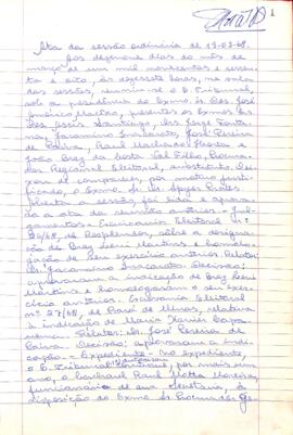 Ata da Sessão Ordinária do Tribunal Regional Eleitoral de Minas Gerais, realizada em 19/03/1968
