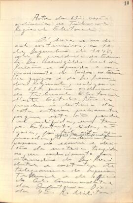 Ata da 63ª  Sessão Ordinária do Tribunal Regional Eleitoral de Minas Gerais