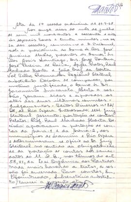 Ata da 1ª Sessão Ordinária do Tribunal Regional Eleitoral de Minas Gerais, realizada em 11/07/1968