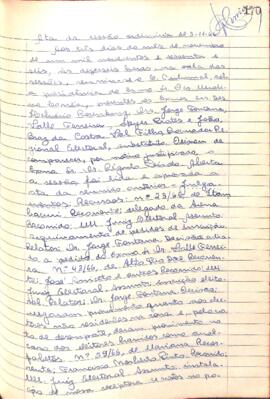 Ata da Sessão Ordinária do Tribunal Regional Eleitoral de Minas Gerais, realizada em 03/11/1966