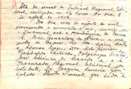 Ata da Sessão Ordinária do Tribunal Regional Eleitoral de Minas Gerais, realizada em 08/08/1956