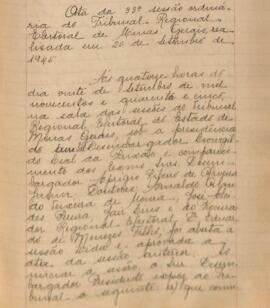 Ata da 33ª Sessão Ordinária do Tribunal Regional Eleitoral de Minas Gerais, realizada em 20/09/1945