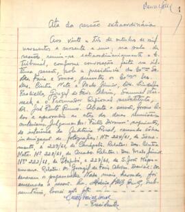 Ata da Sessão Extraordinária do Tribunal Regional Eleitoral de Minas Gerais, realizada em 23/10/1961