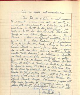 Ata da Sessão Extraordinária do Tribunal Regional Eleitoral de Minas Gerais, realizada em 03/10/1961