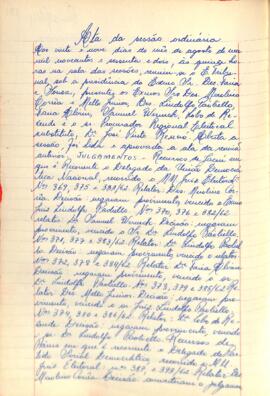 Ata da Sessão Ordinária do Tribunal Regional Eleitoral de Minas Gerais, realizada em 29/08/1962