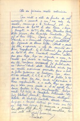 Ata da 1ª Sessão ordinária do Tribunal Regional Eleitoral de Minas Gerais, realizada em 28/06/1961