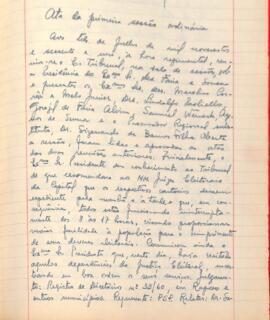 Ata da 1ª Sessão ordinária do Tribunal Regional Eleitoral de Minas Gerais, realizada em 03/07/1961