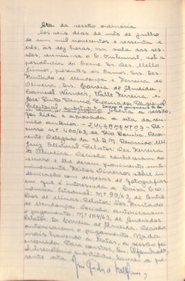 Ata da Sessão Ordinária do Tribunal Regional Eleitoral de Minas Gerais, realizada em 06/07/1963