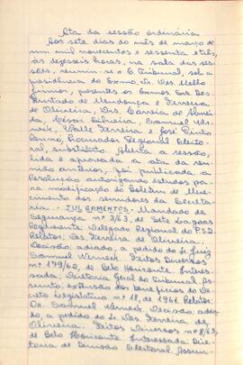 Ata da Sessão Ordinária do Tribunal Regional Eleitoral de Minas Gerais, realizada em 07/03/1963
