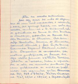 Ata da Sessão Ordinária do Tribunal Regional Eleitoral de Minas Gerais, realizada em 10/12/1962