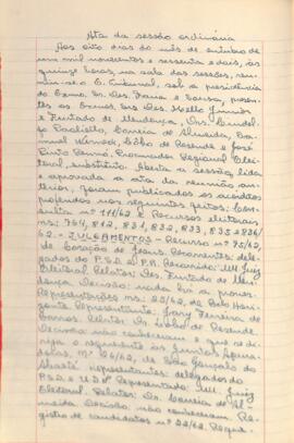Ata da Sessão Ordinária do Tribunal Regional Eleitoral de Minas Gerais, realizada em 08/10/1962