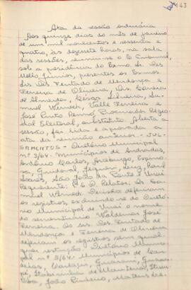 Ata da Sessão Ordinária do Tribunal Regional Eleitoral de Minas Gerais, realizada em 15/01/1964