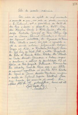 Ata da Sessão ordinária do Tribunal Regional Eleitoral de Minas Gerais, realizada em 09/08/1961