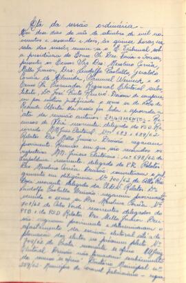 Ata da Sessão Ordinária do Tribunal Regional Eleitoral de Minas Gerais, realizada em 12/09/1962