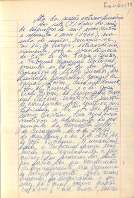Ata da Sessão Extraordinária do Tribunal Regional Eleitoral de Minas Gerais, realizada em 07/12/1961