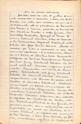 Ata da Sessão Ordinária do Tribunal Regional Eleitoral de Minas Gerais, realizada em 03/07/1962
