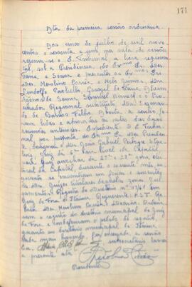 Ata da 1ª Sessão ordinária do Tribunal Regional Eleitoral de Minas Gerais, realizada em 05/07/1961