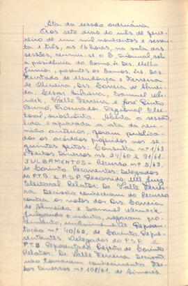 Ata da Sessão Ordinária do Tribunal Regional Eleitoral de Minas Gerais, realizada em 07/02/1963