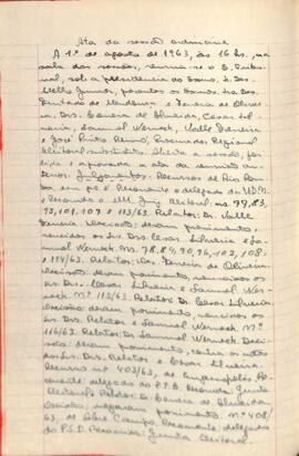 Ata da Sessão Ordinária do Tribunal Regional Eleitoral de Minas Gerais, realizada em 01/08/1963