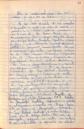 Ata da Sessão Ordinária do Tribunal Regional Eleitoral de Minas Gerais, realizada em 30/10/1959