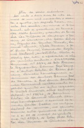 Ata da Sessão Ordinária do Tribunal Regional Eleitoral de Minas Gerais, realizada em 22/05/1964