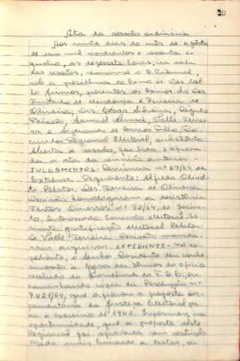 Ata da Sessão Ordinária do Tribunal Regional Eleitoral de Minas Gerais, realizada em 20/08/1964